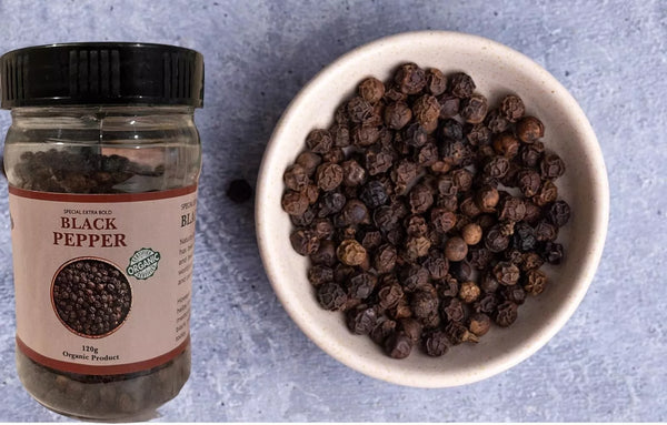 Fresh Nature Organic Black Peppercorns Whole A Grade Finest Premium Quality 120g